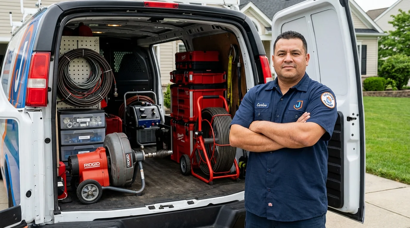 Professional drain cleaning equipment and Johns Plumbing LLC plumber in Energy