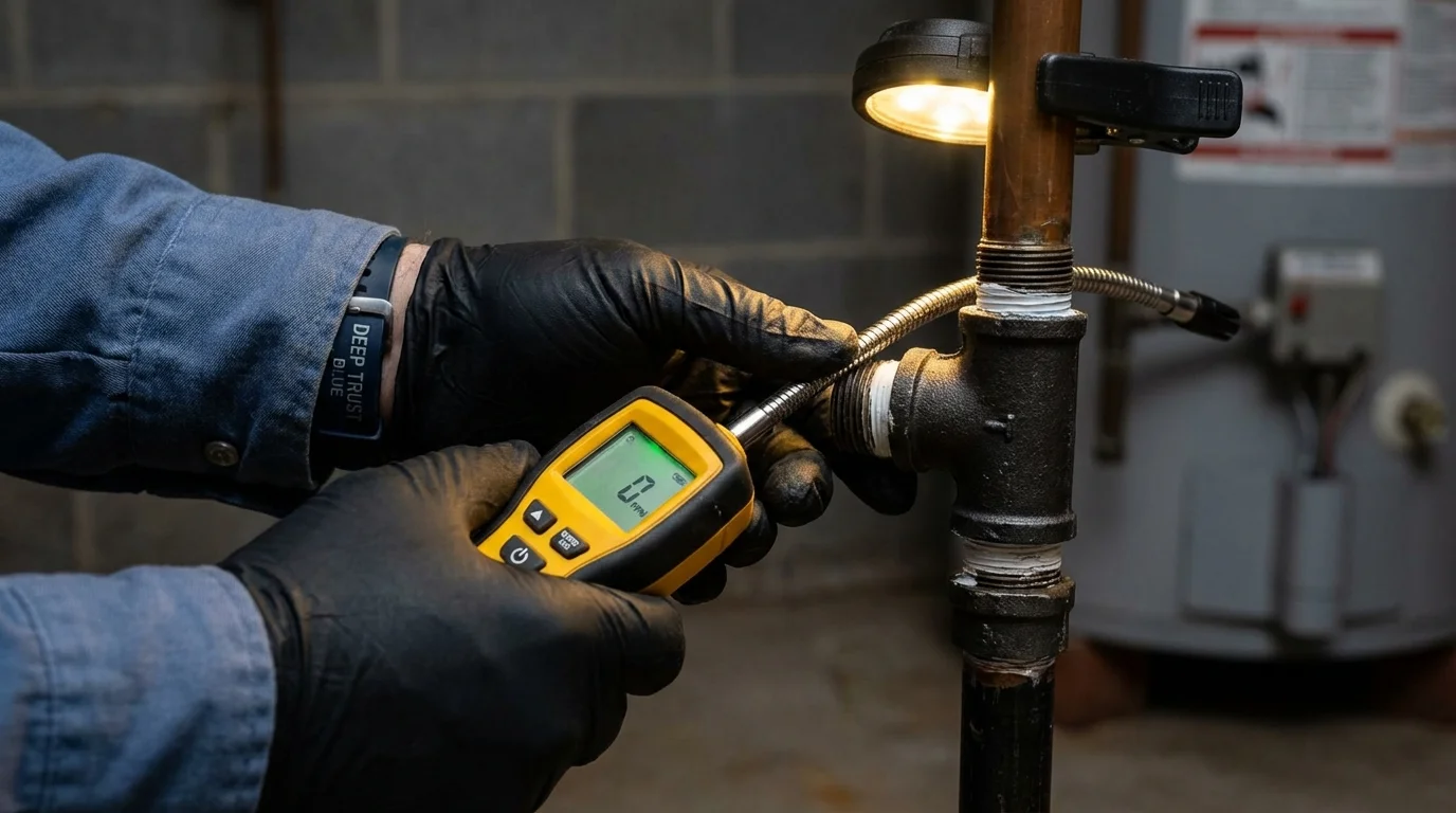 Gas leak detection with electronic sniffer by Johns Plumbing LLC in Energy