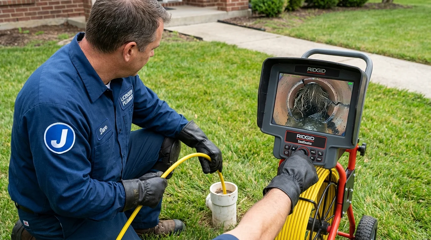 Sewer camera inspection being performed by Johns Plumbing LLC in Energy