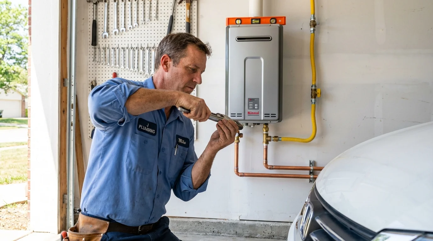 Tankless water heater installation by a Johns Plumbing LLC plumber in Energy
